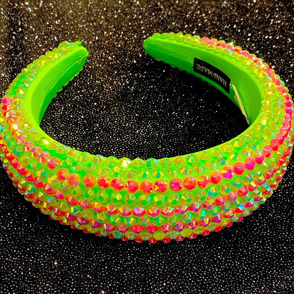 Light lime green hot pink headband